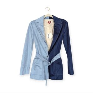 NWT STAUD Angel Falls Midnight Two Tone Faux Suede Paprika Jacket Size S